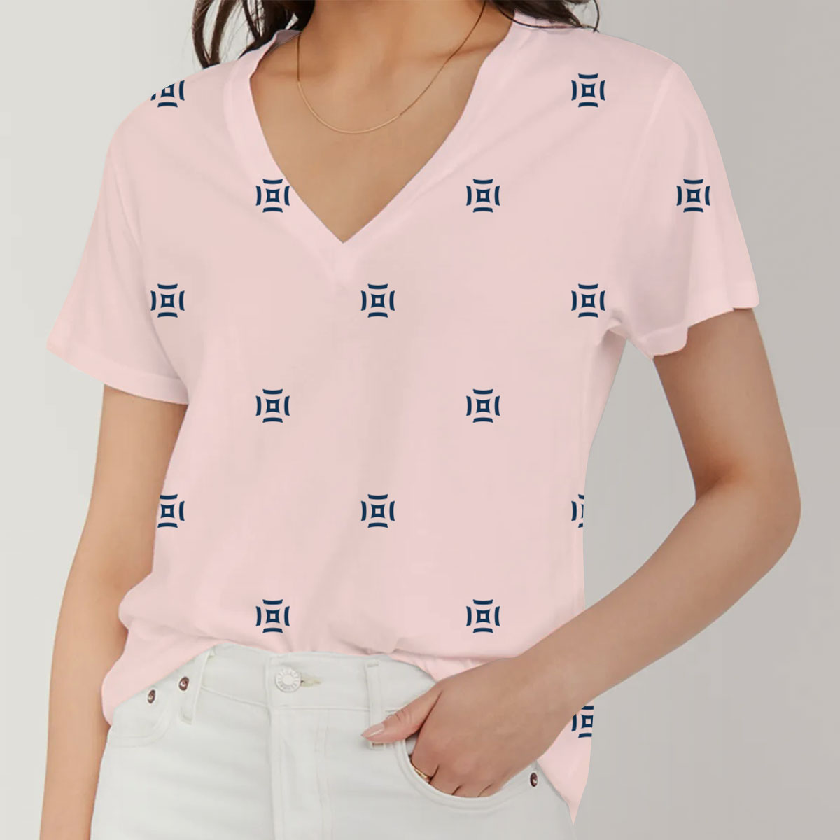 Minimalist. Abstract Geometric Floral V-Neck Women's T-Shirt