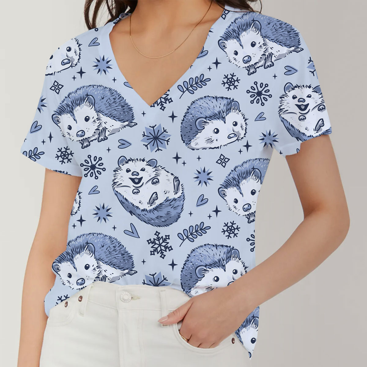 Monogram Hedgehog V-Neck Women's T-Shirt