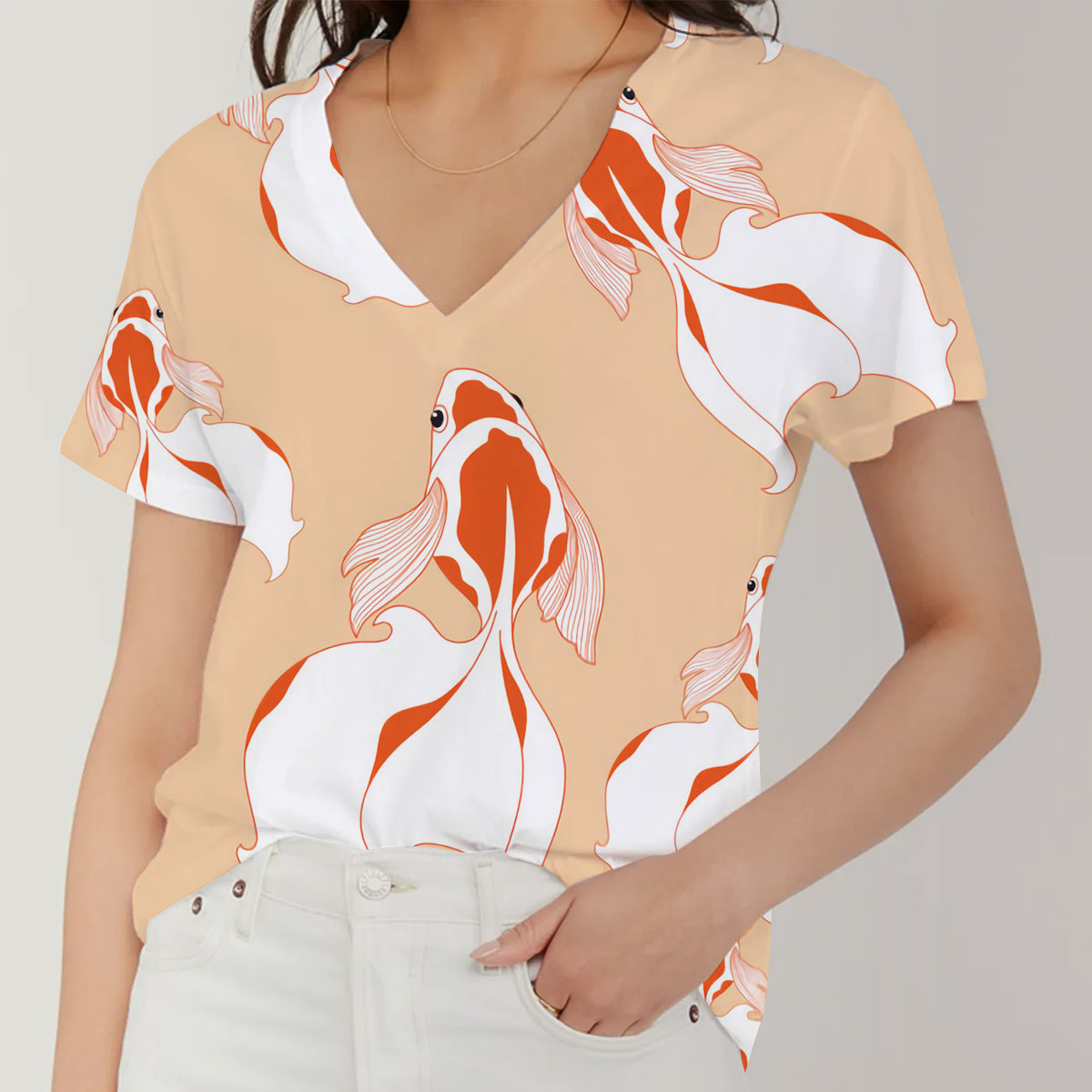 Pretty Goldfish V-Neck Women's T-Shirt