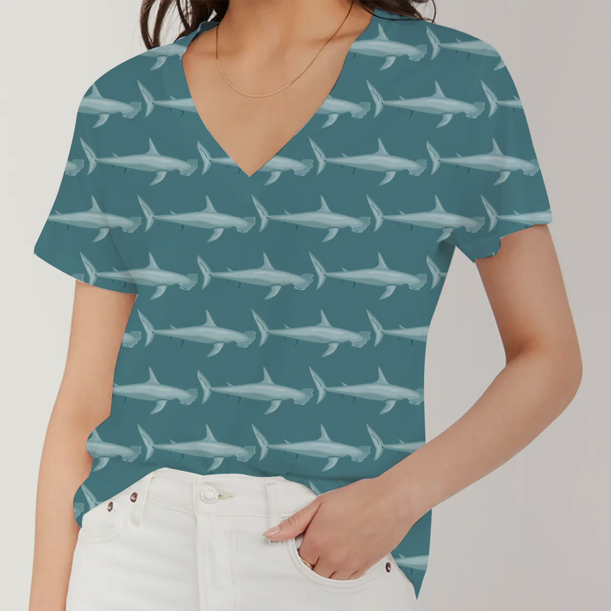 Sea Hammerhead Shark V-Neck Women's T-Shirt