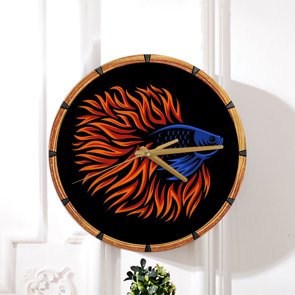Orange Tail Betta Fish Wall Clock