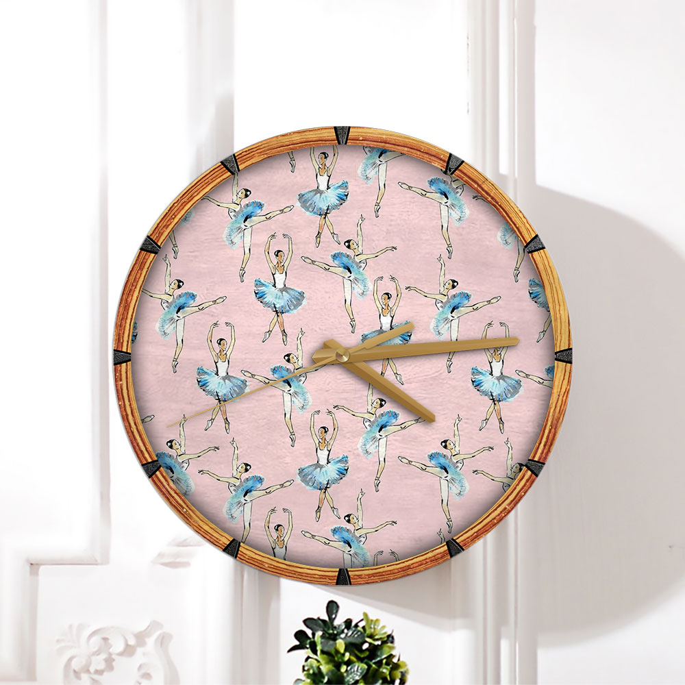 Pink And Blue Ballerina Wall Clock