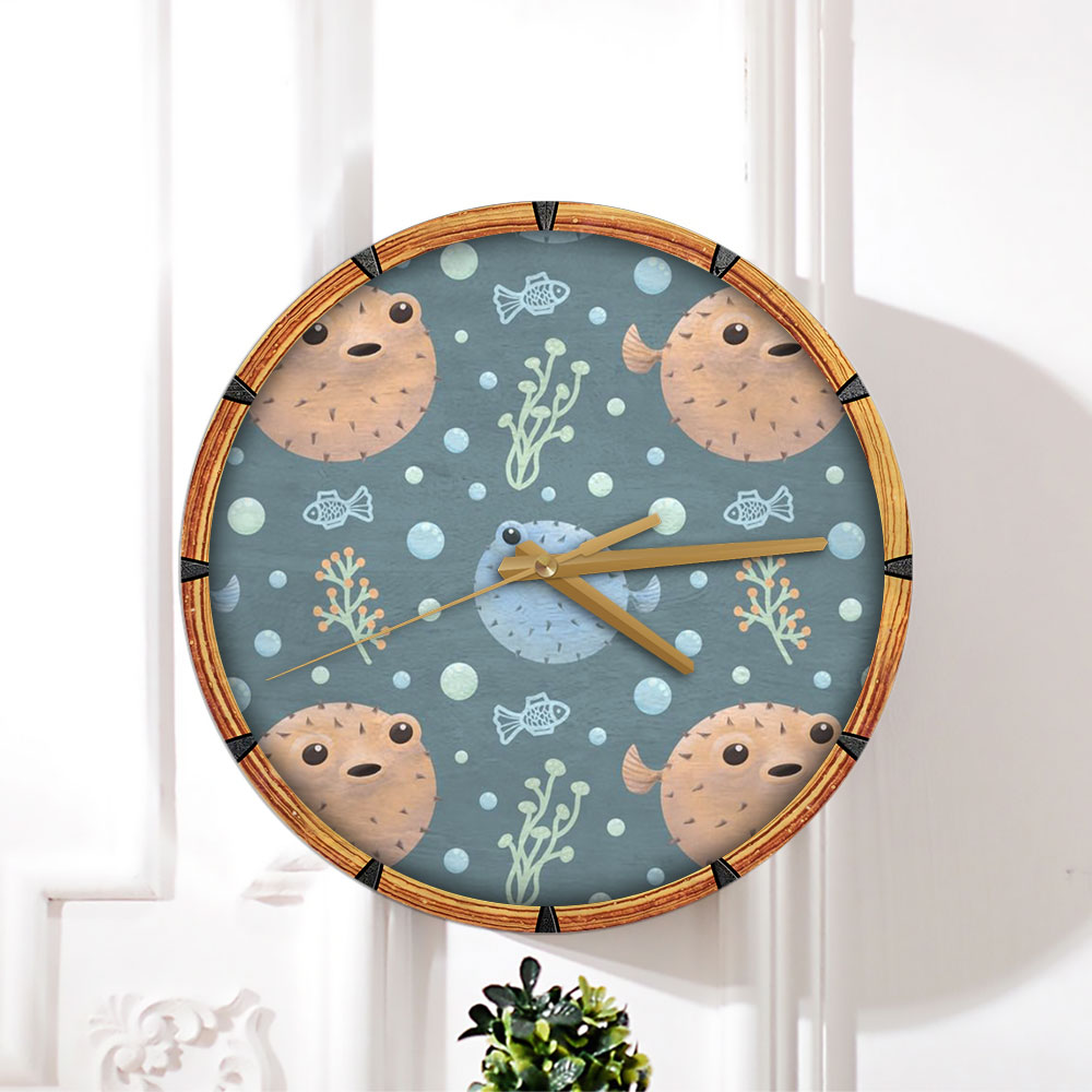 Puffer Fish Monogram Wall Clock