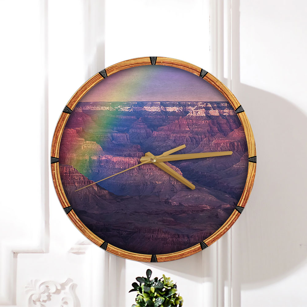 Rainbow Over Grand Canyon Wall Clock