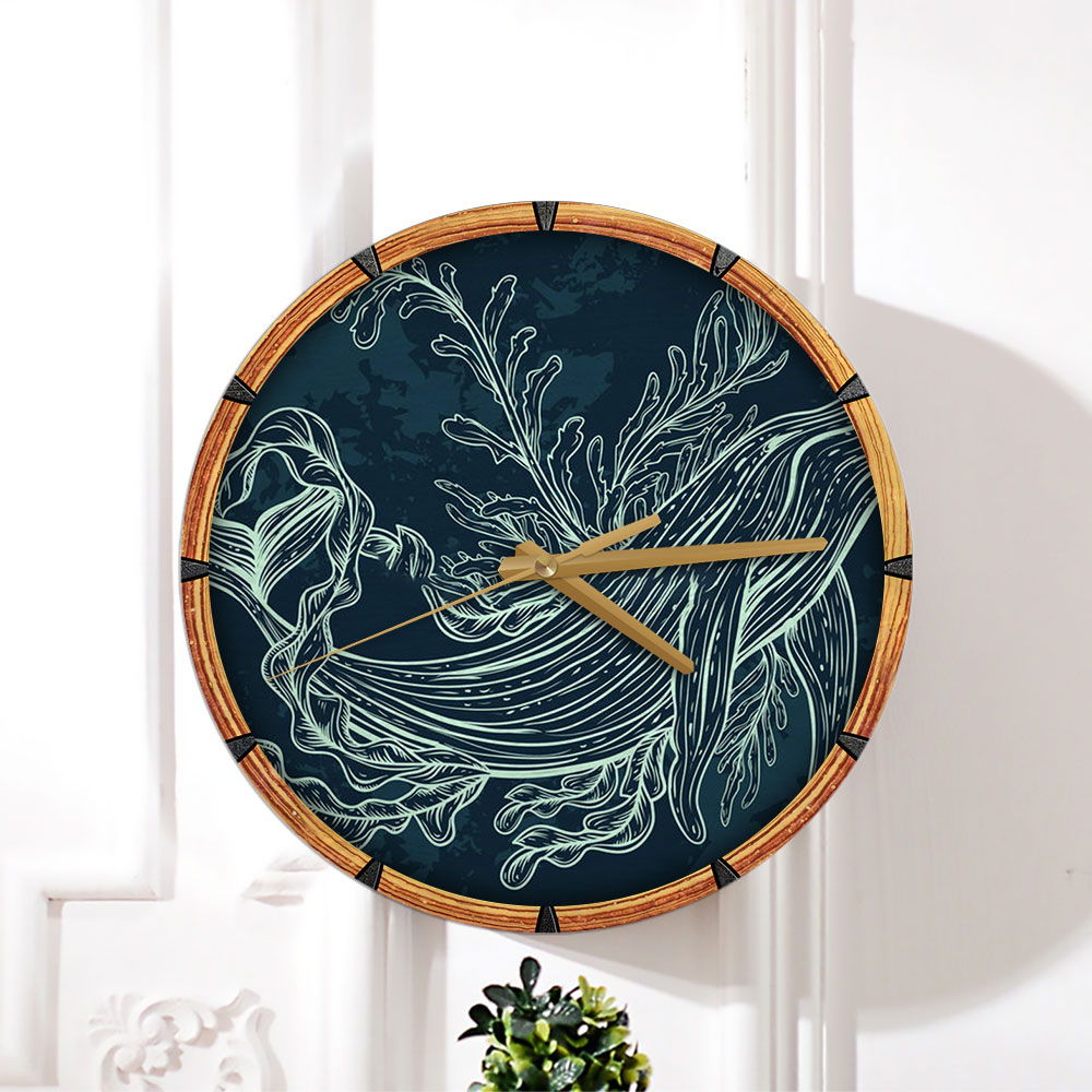 Seaweed Blue Whale Wall Clock