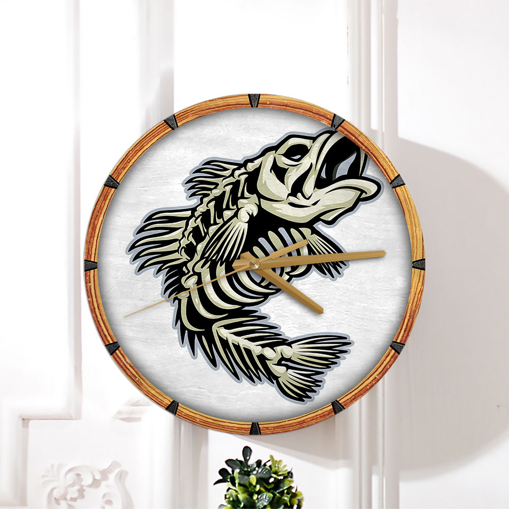 Skeleton Bass Fish Wall Clock