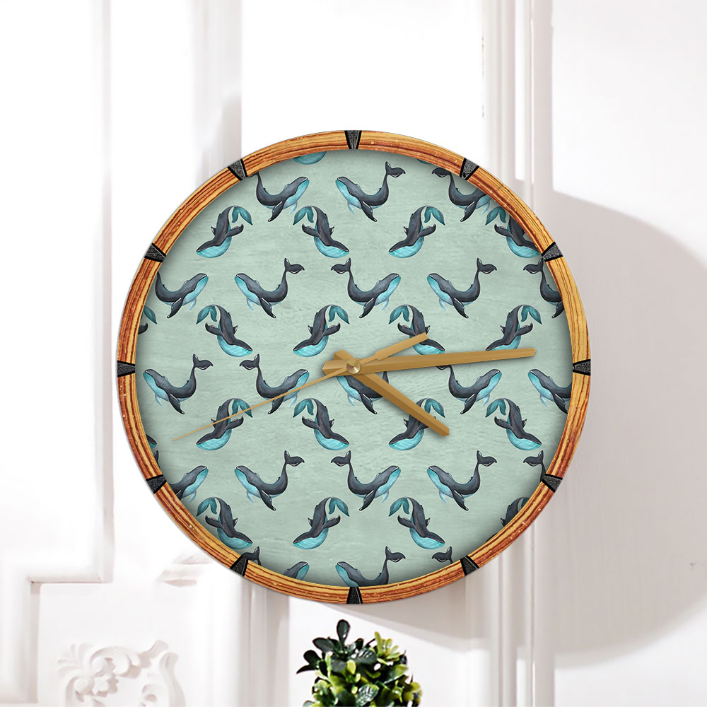 Sparkling Blue Whale Wall Clock