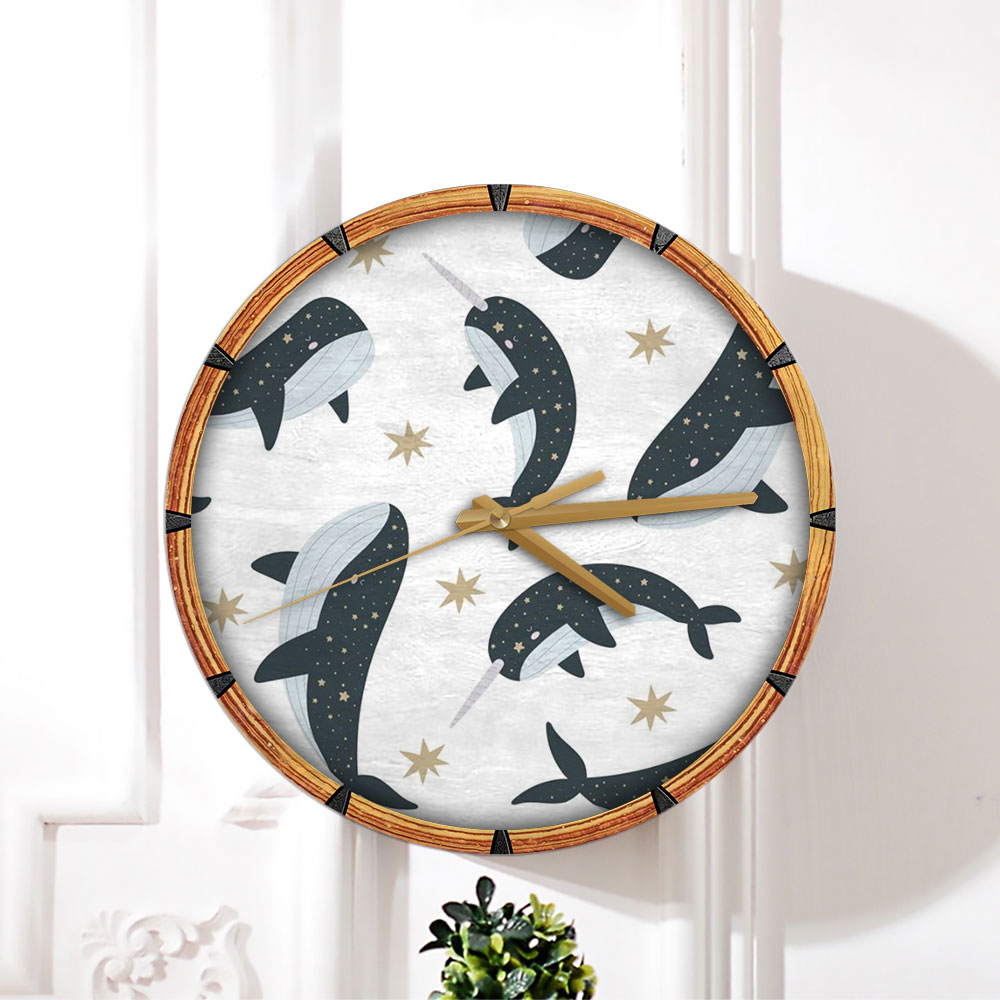 Star Narhwhal Whale Wall Clock