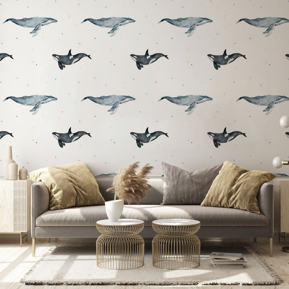 Orca And Whale Wall Mural