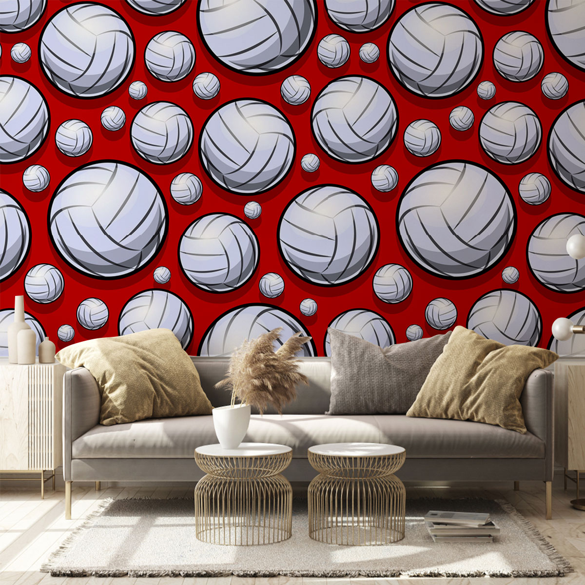 Red Volleyball Wall Mural