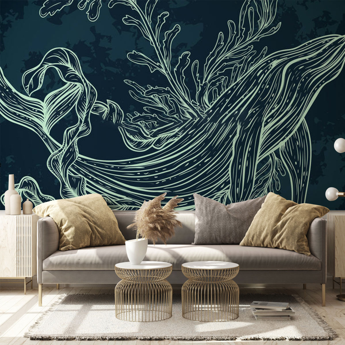 Seaweed Blue Whale Wall Mural