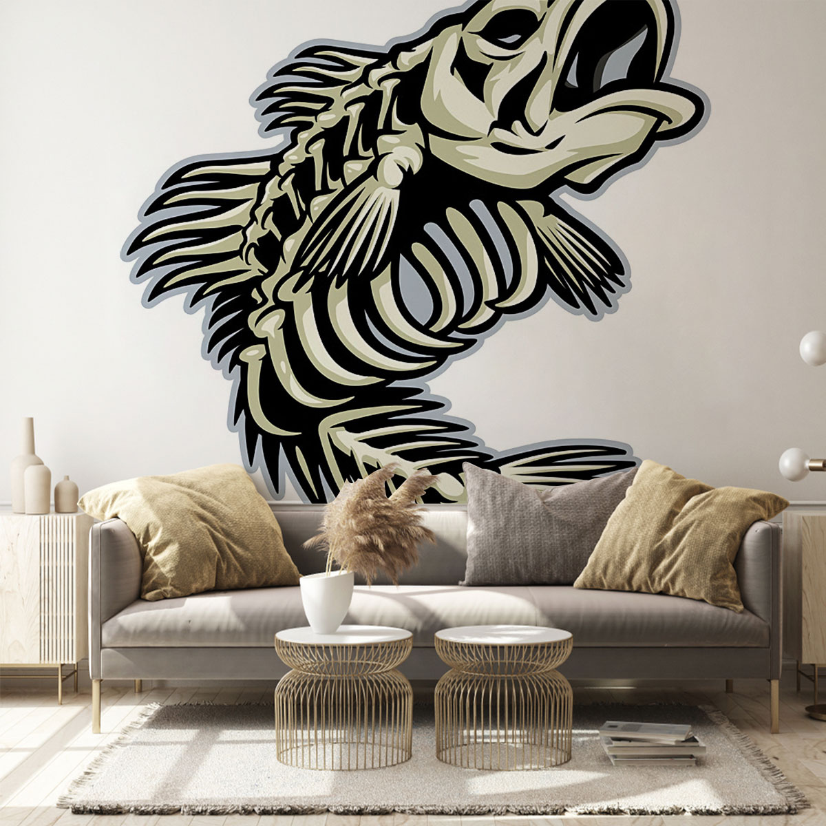 Skeleton Bass Fish Wall Mural