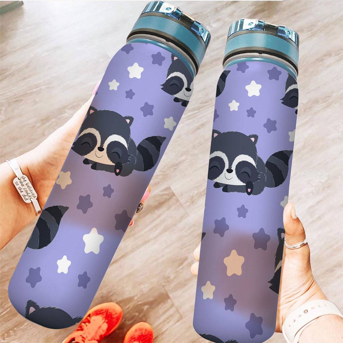 Purple Star Raccoon Tracker Bottle