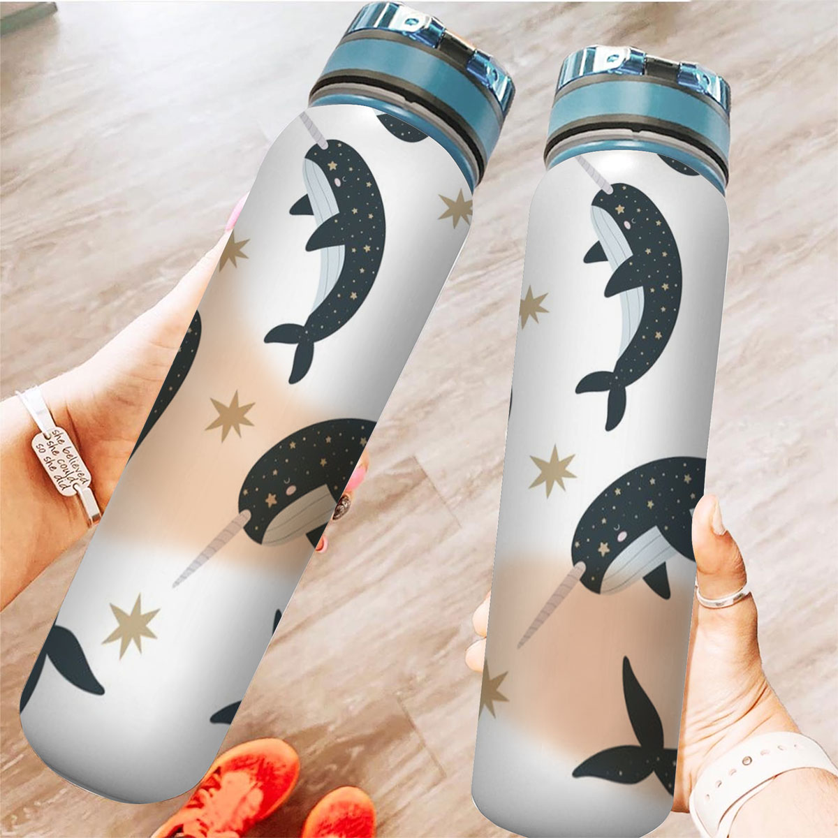 Star Narhwhal Whale Tracker Bottle