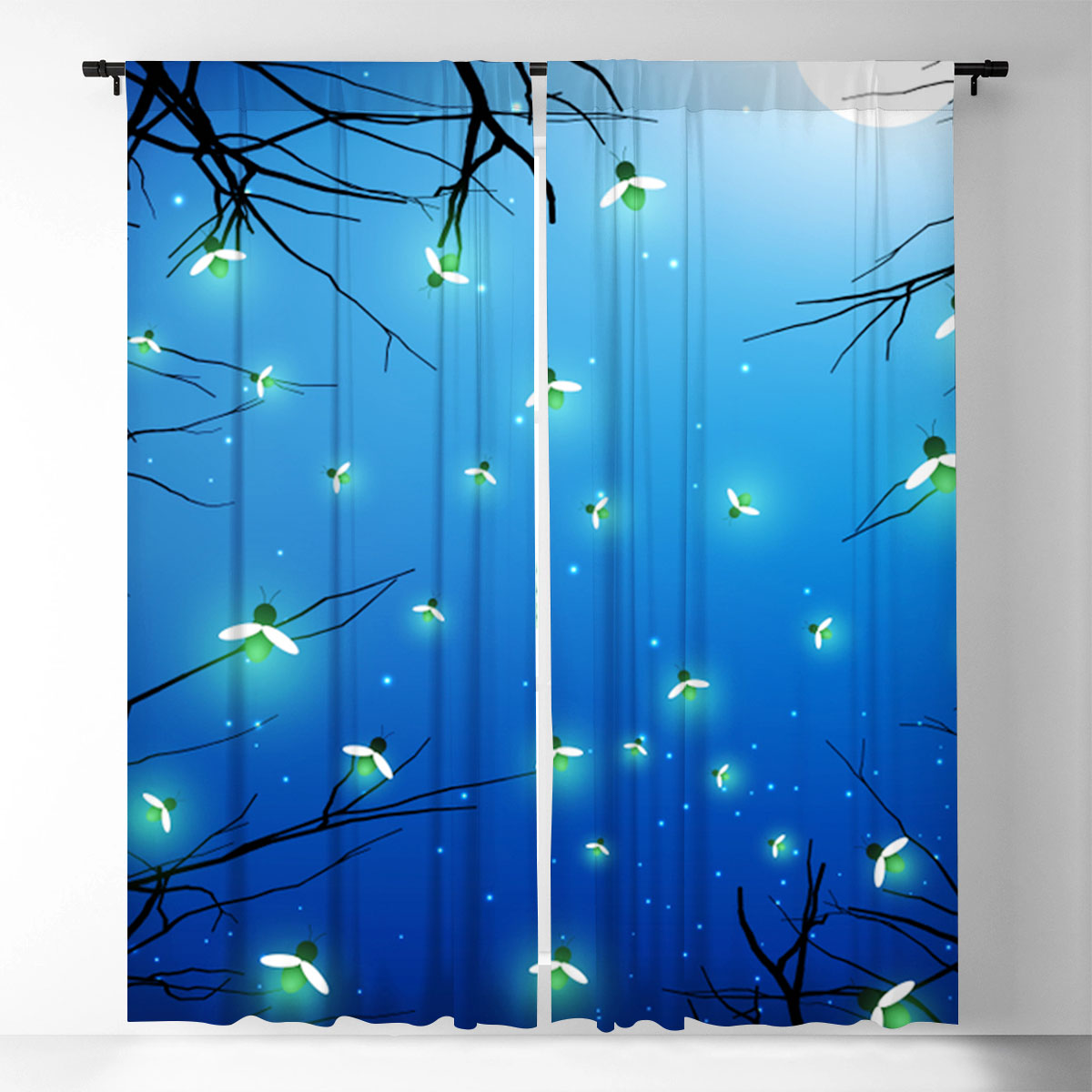 Moonlight Fireflies Window Curtain