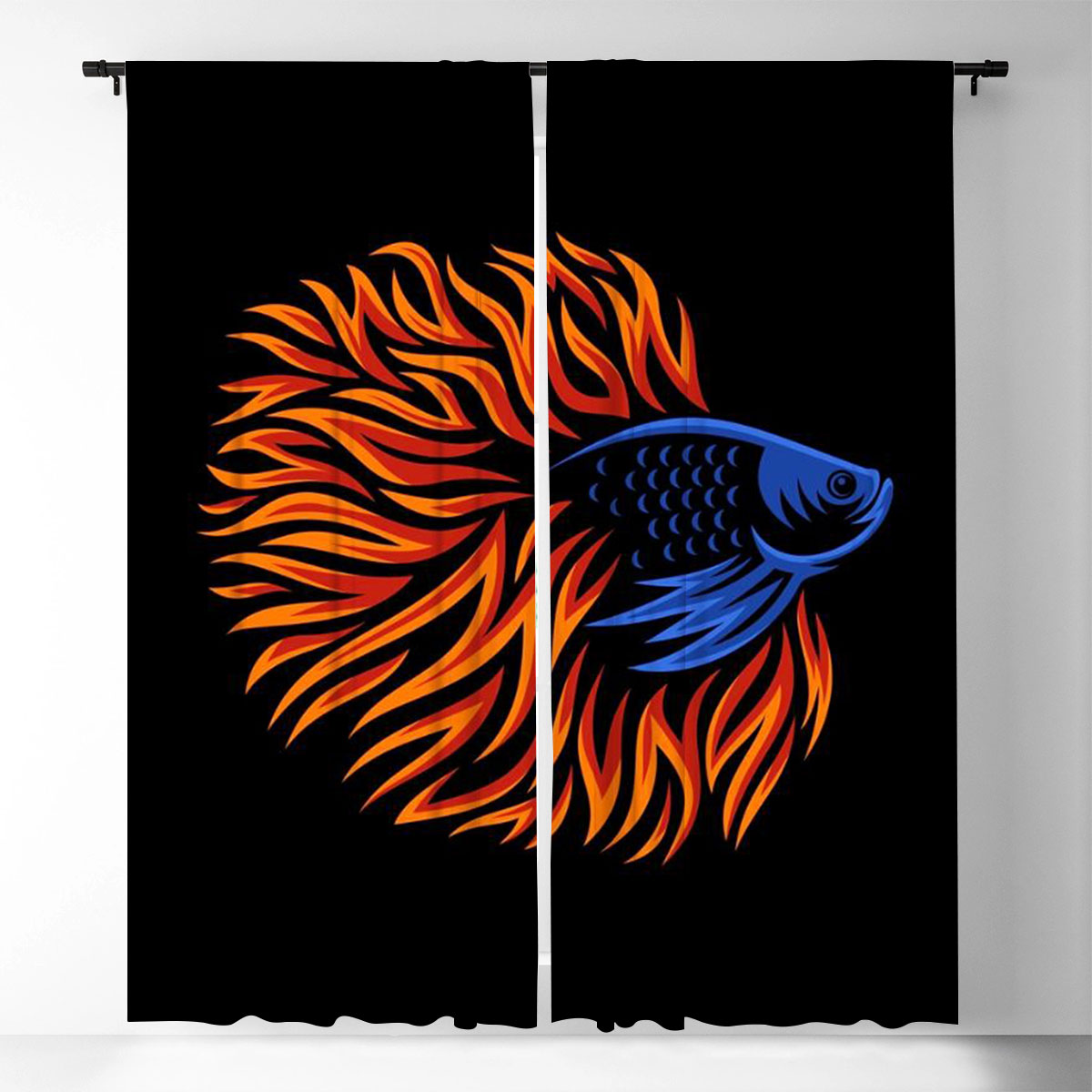 Orange Tail Betta Fish Window Curtain