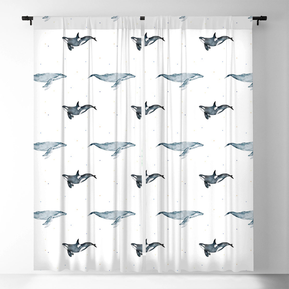 Orca And Whale Window Curtain