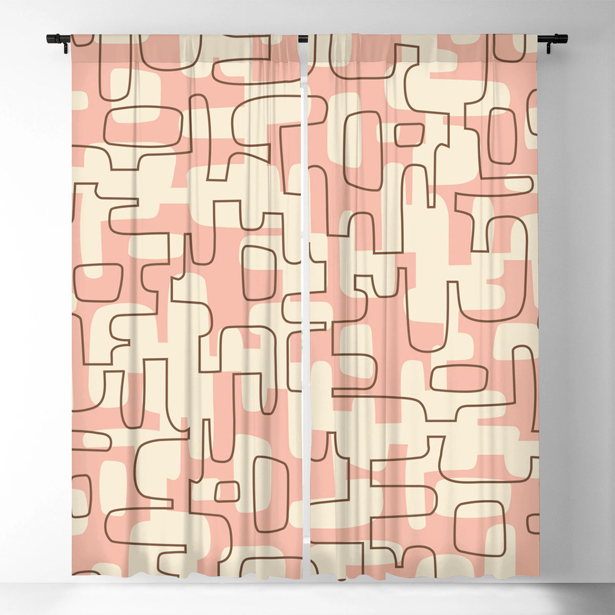 Pink Abstract Mid Century Window Curtain