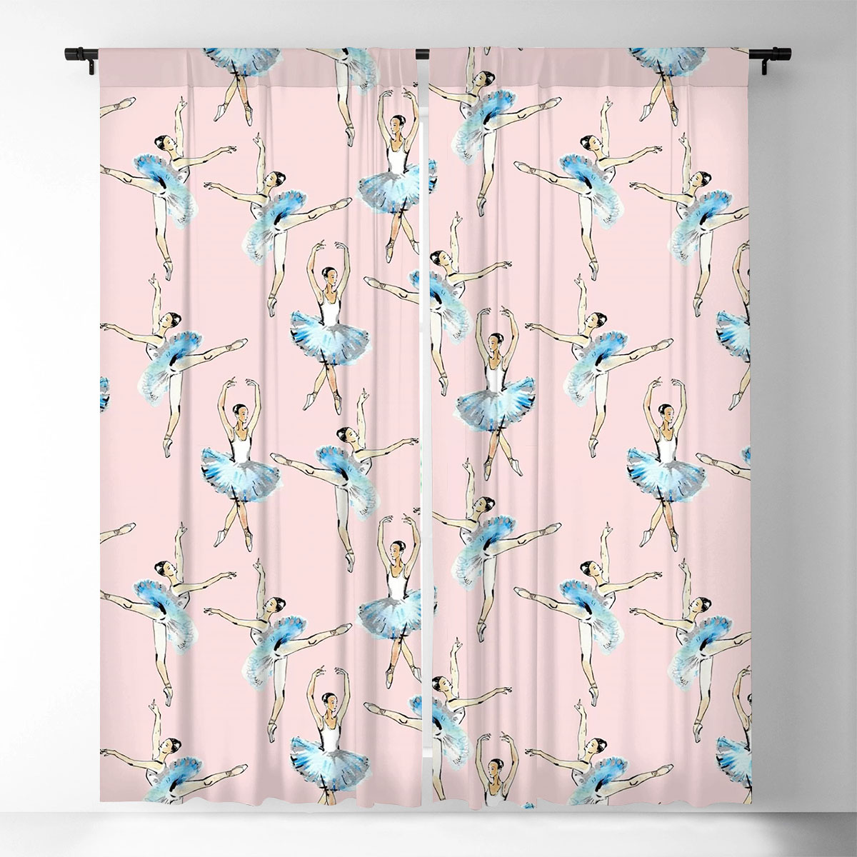 Pink And Blue Ballerina Window Curtain