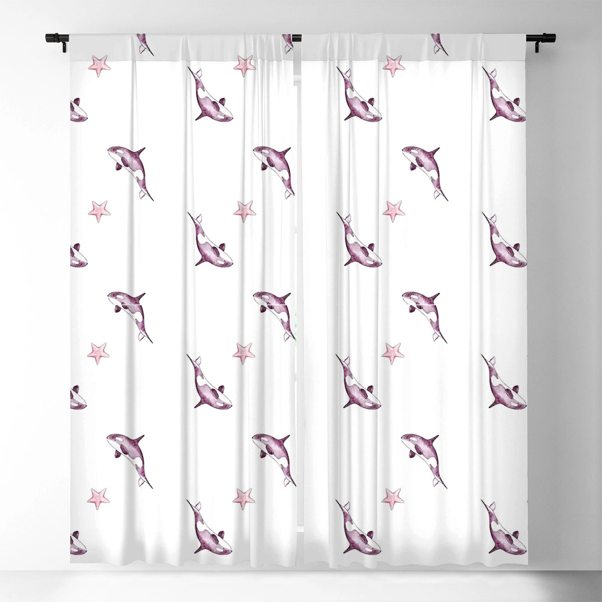 Pink Star Orca Window Curtain
