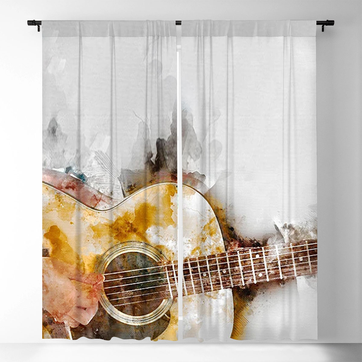 Playing Guitar Window Curtain