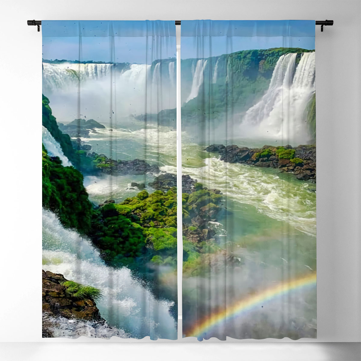 Rainbow Over Iguazu Falls Window Curtain