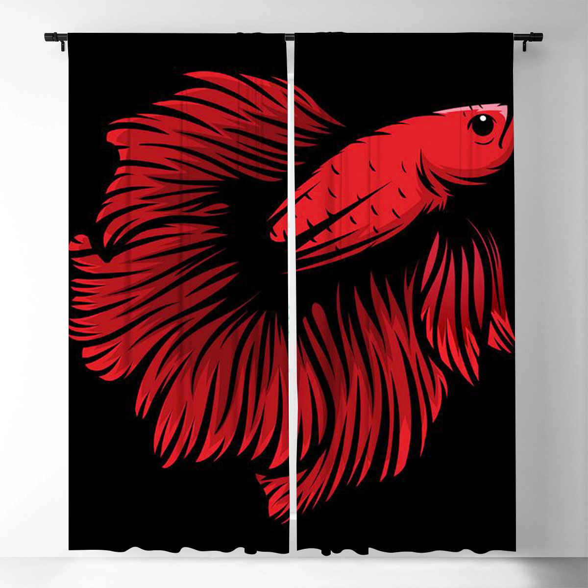 Red Betta Fish Window Curtain