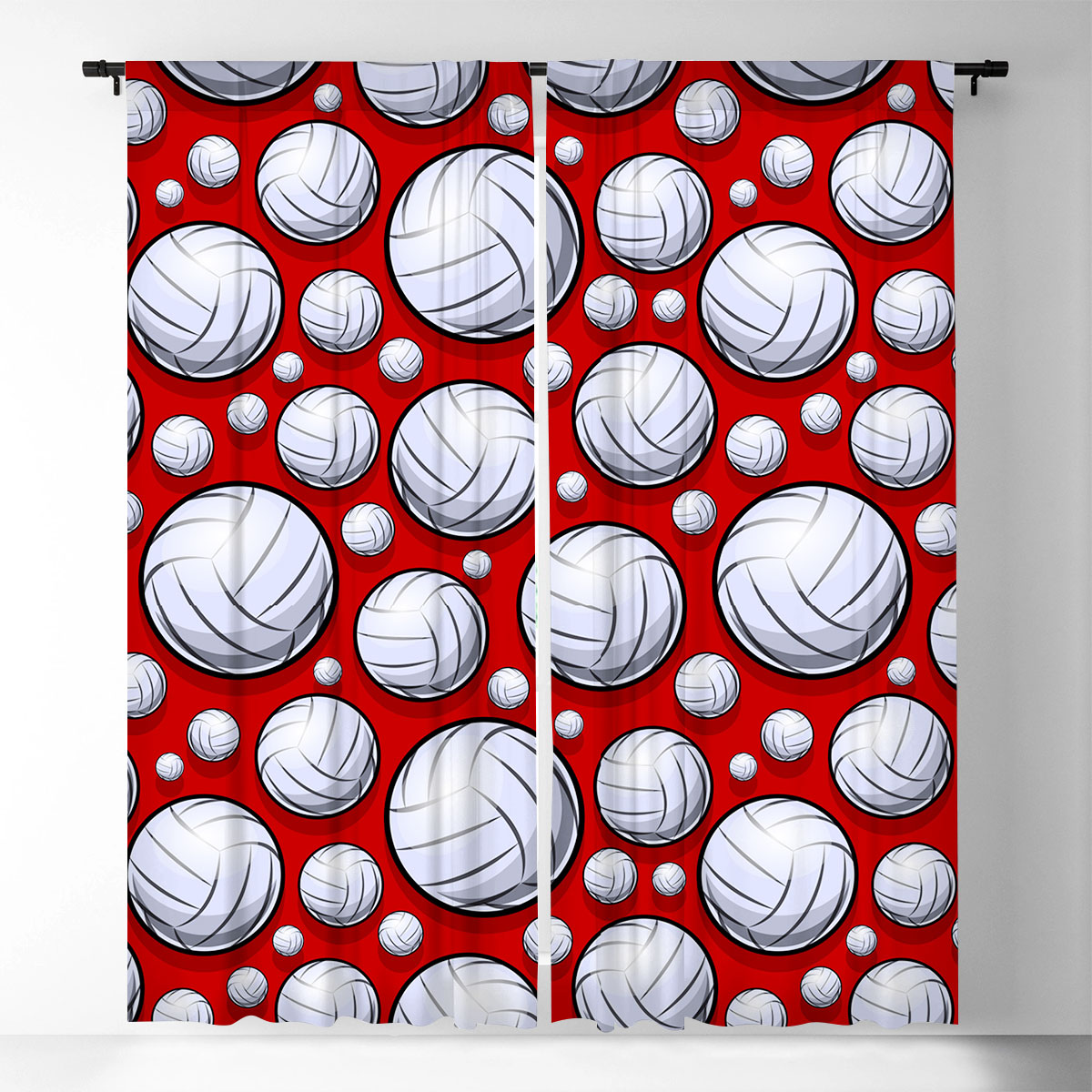 Red Volleyball Window Curtain