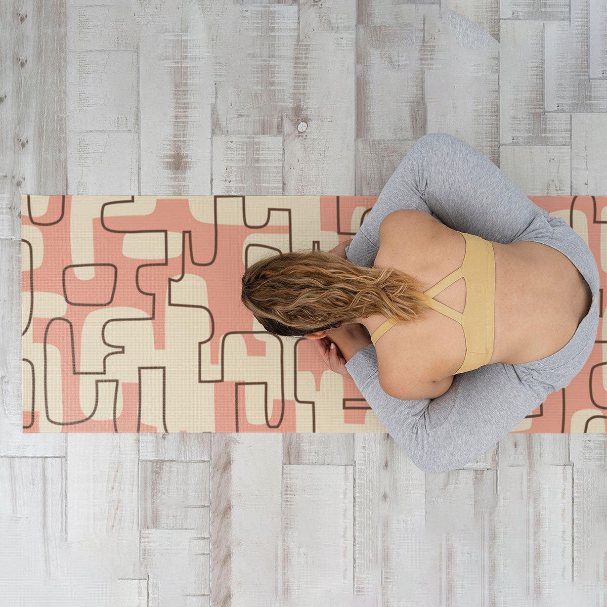 Pink Abstract Mid Century Yoga Mat