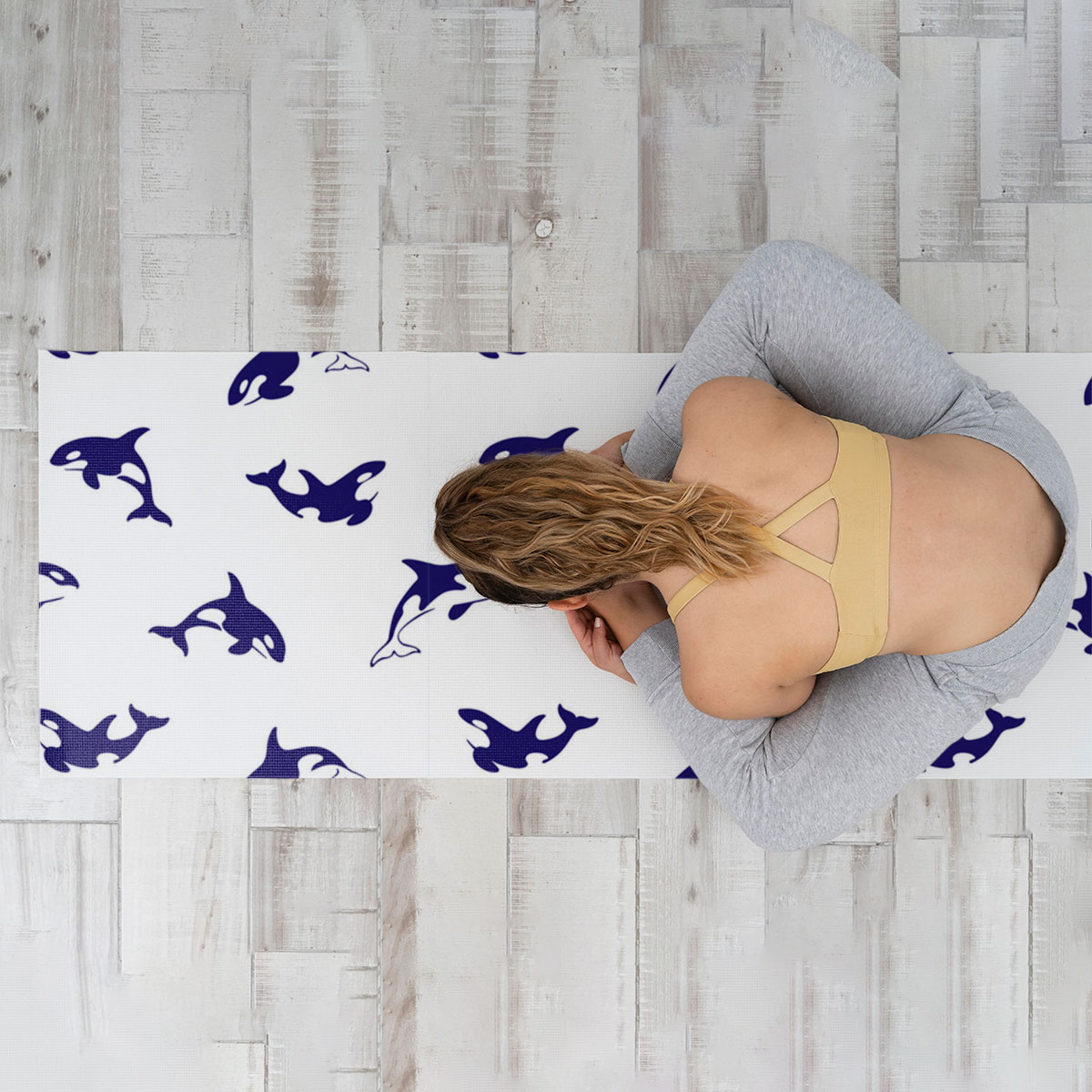 Purple Orca On White Yoga Mat