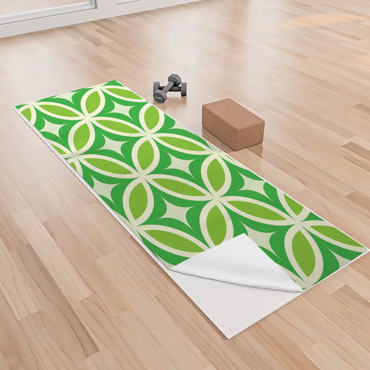 Mid Century Modern Dark Green Yoga Towels