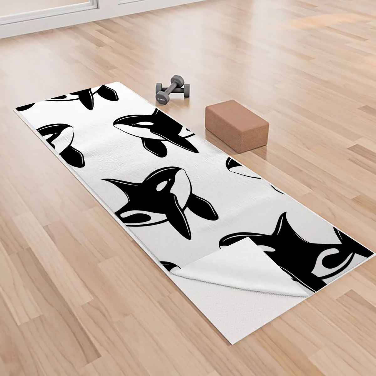 Orca On White Monogram Yoga Towels