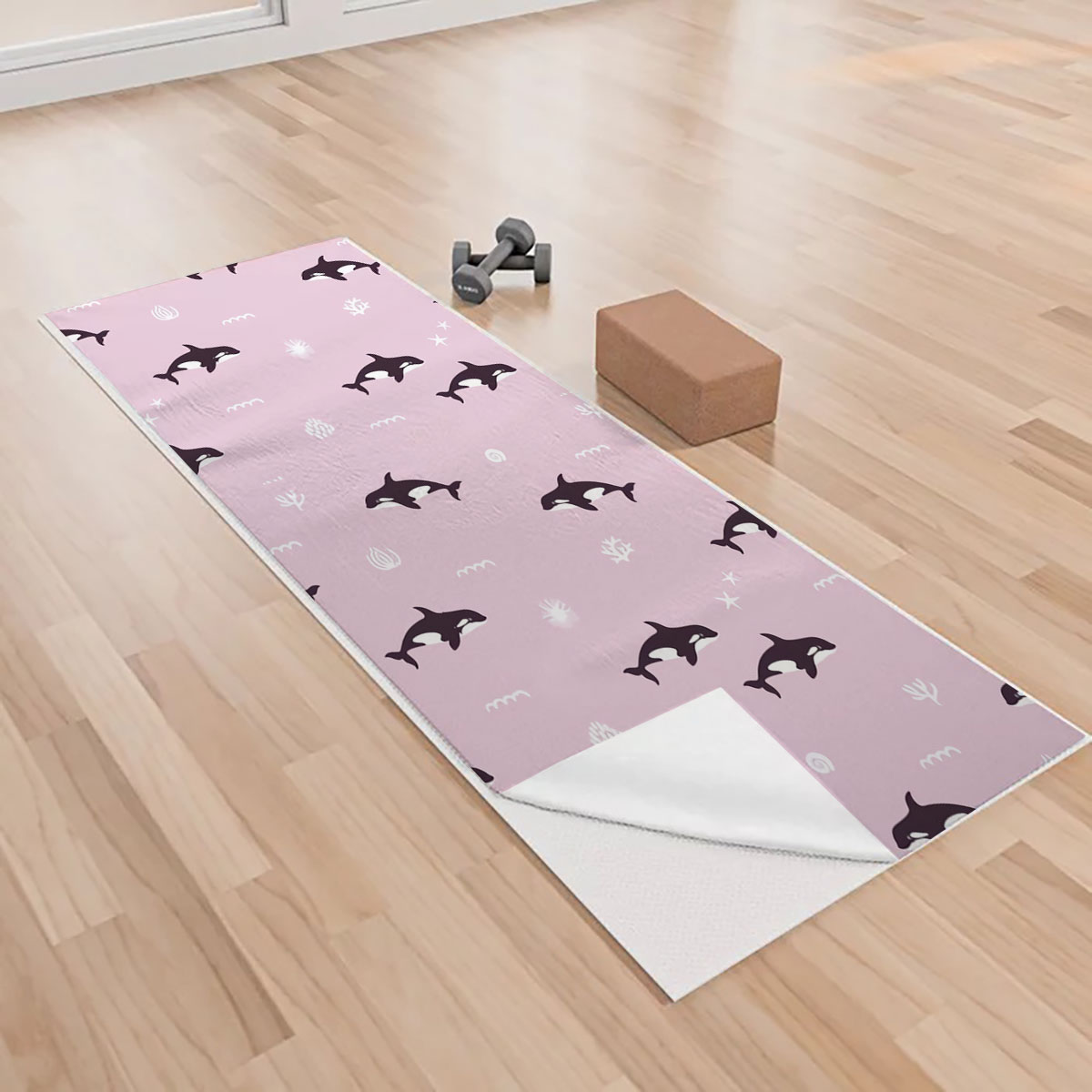 Pink Ocean Orca Yoga Towels
