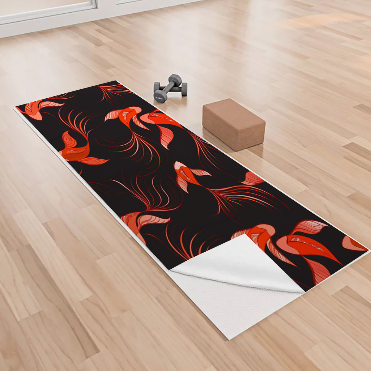 Red Koi Fish Yoga Towels