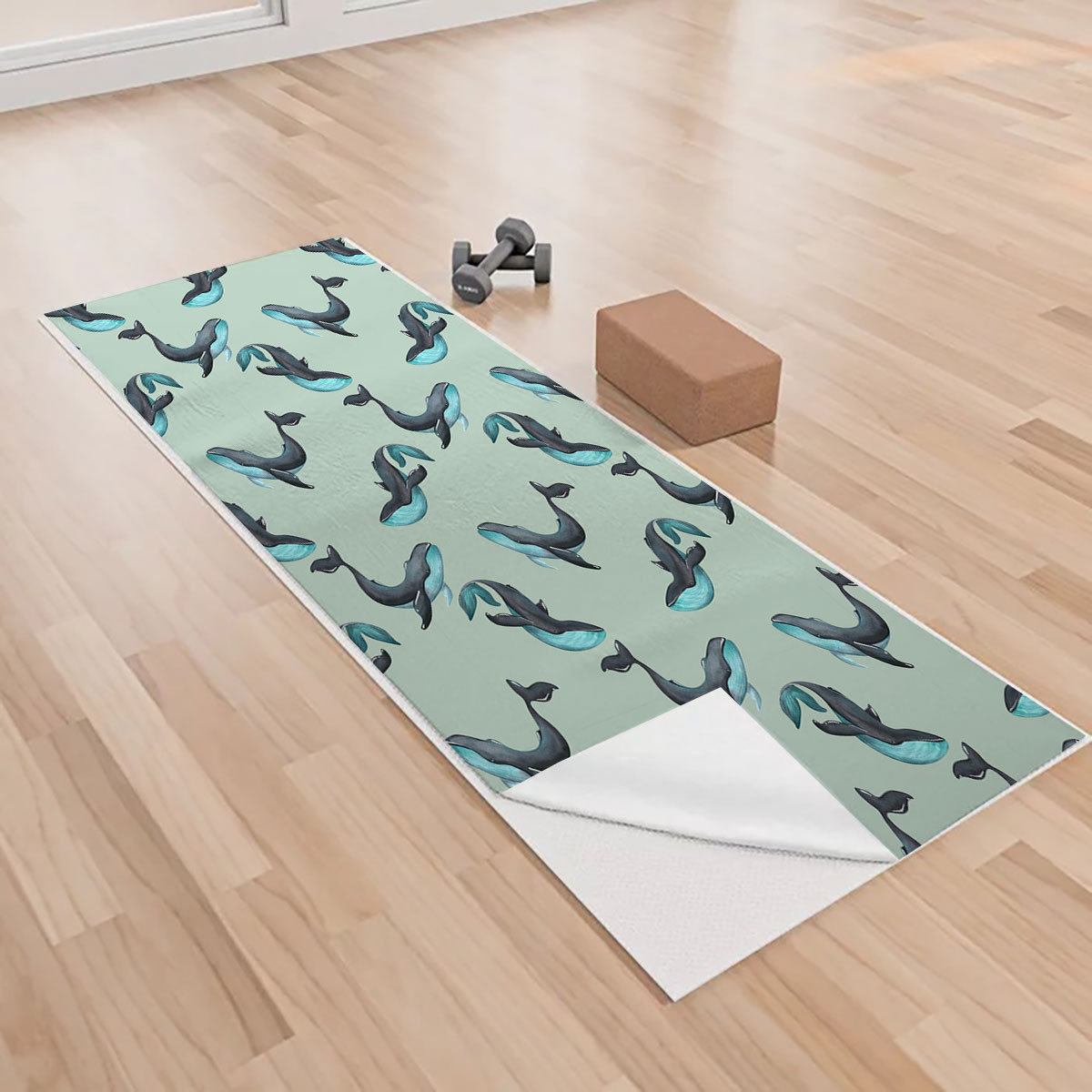 Sparkling Blue Whale Yoga Towels