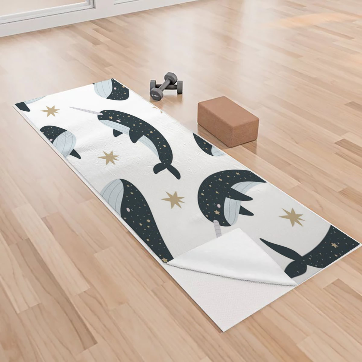 Star Narhwhal Whale Yoga Towels