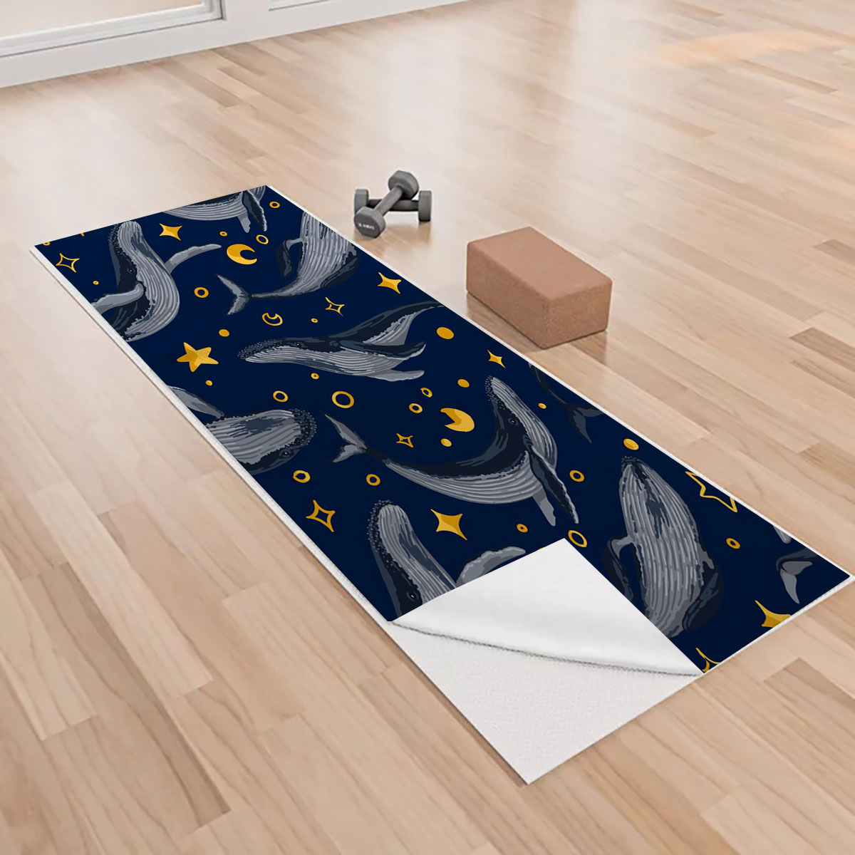 Starlight Blue Whale Yoga Towels