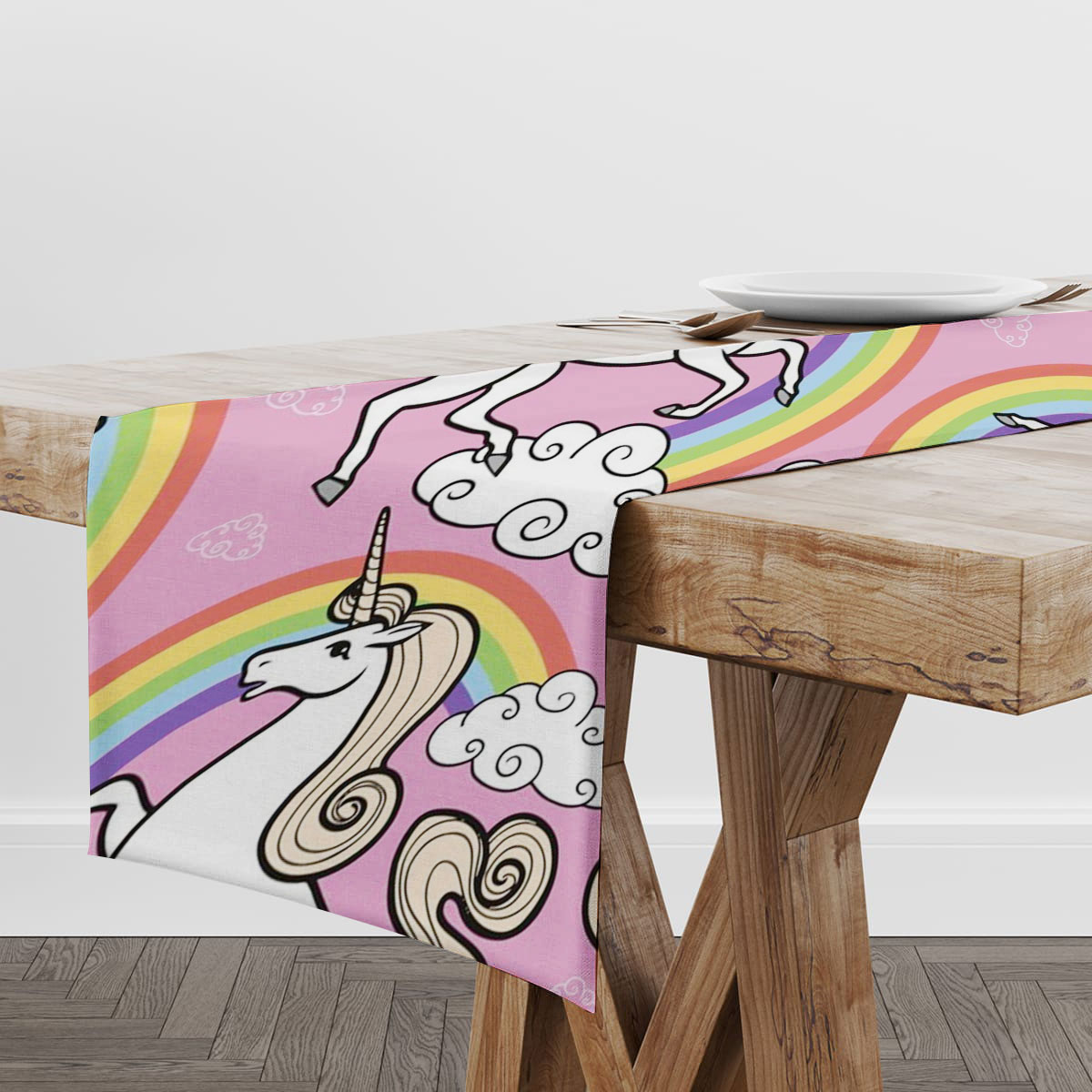 Pink Rainbow Unicorn Table Runner_1_2.1