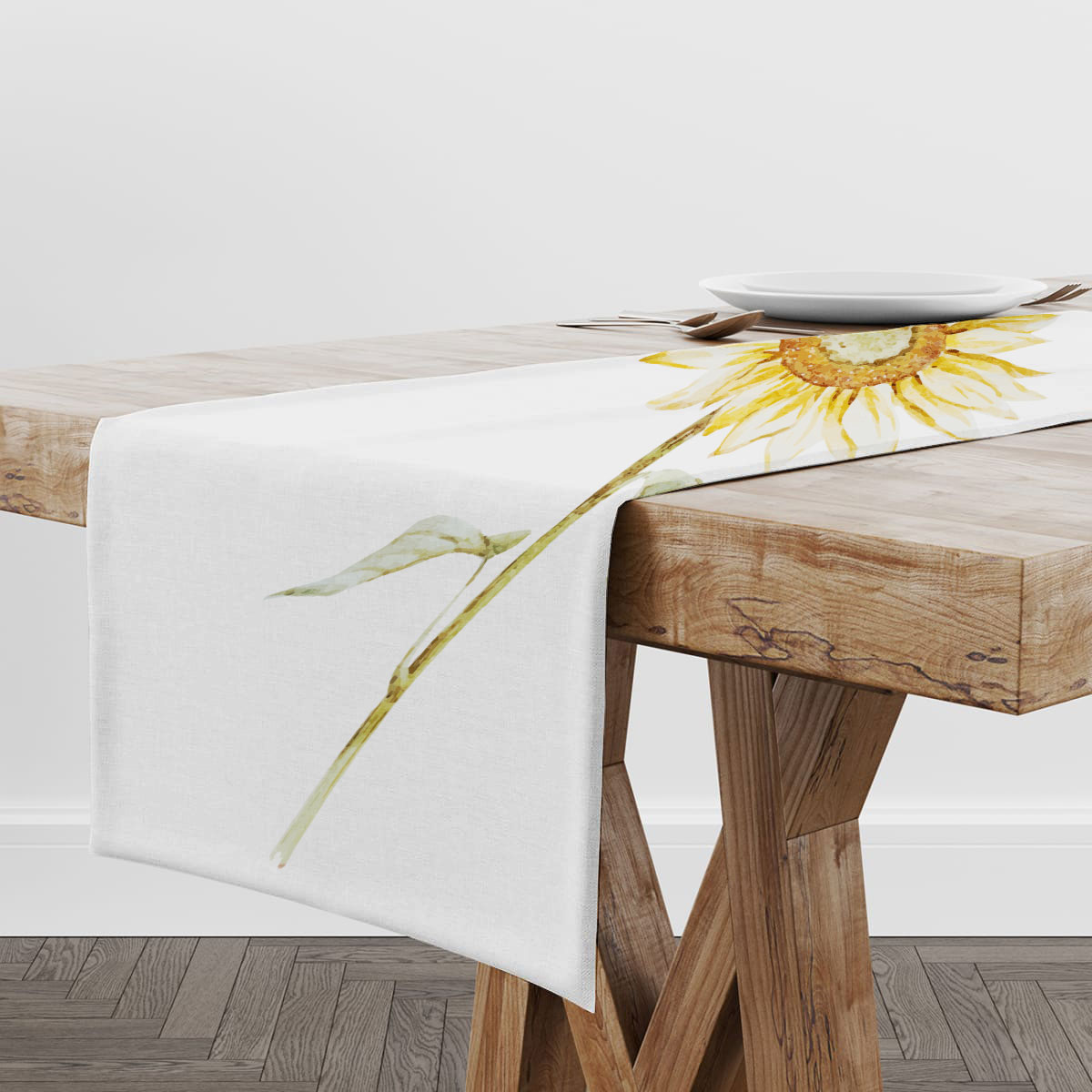 White Beautiful Sunflower Table Runner_1_2.1