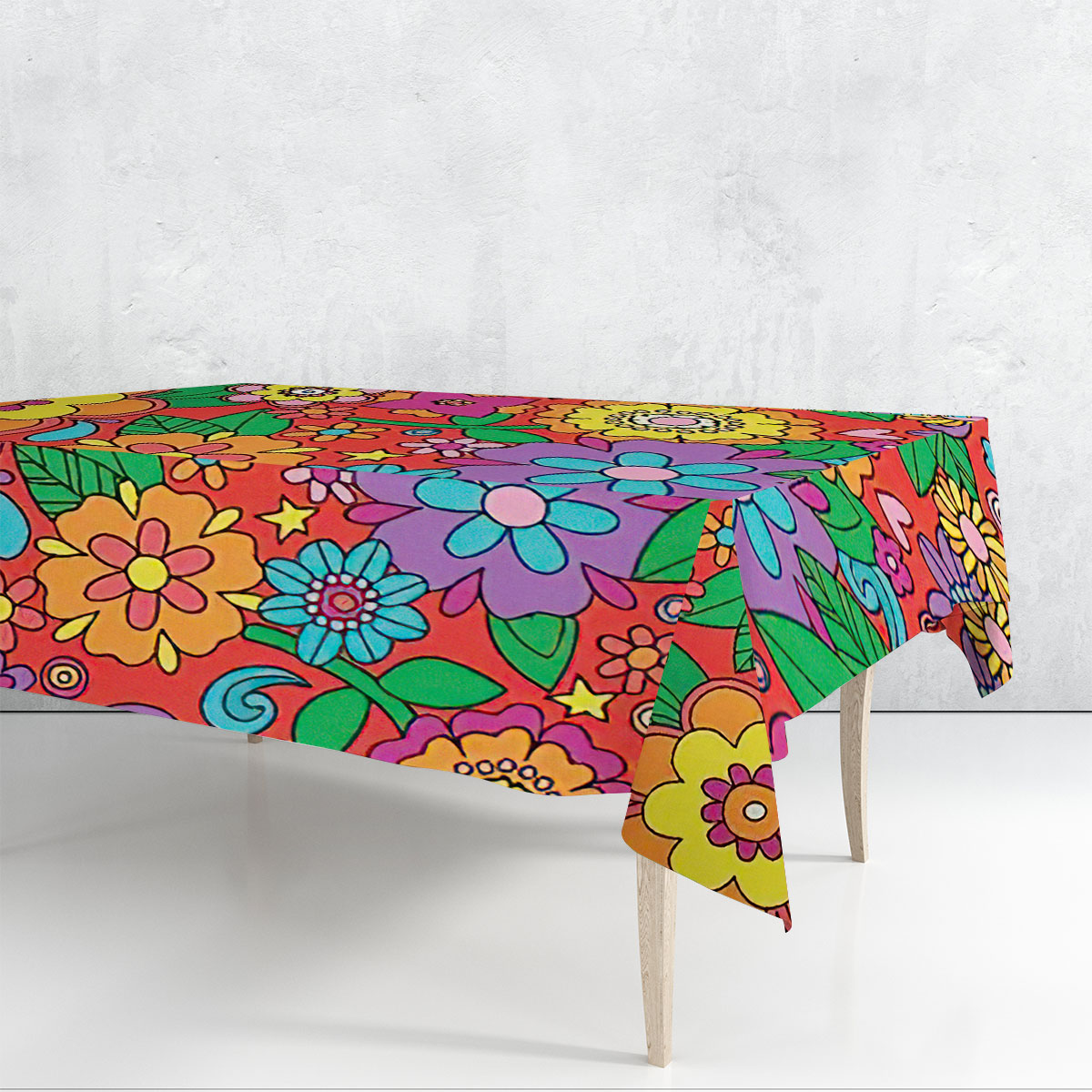 Colourful Floral Hippie Rectangle Tablecloth_1_2.1