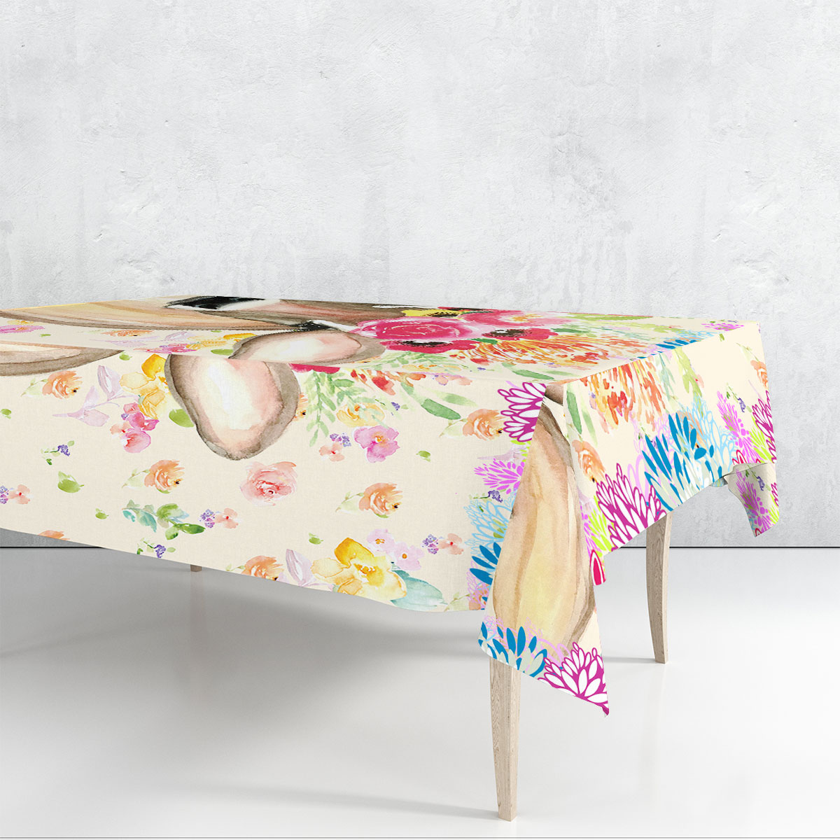 Floral Cow Rectangle Tablecloth_1_2.1