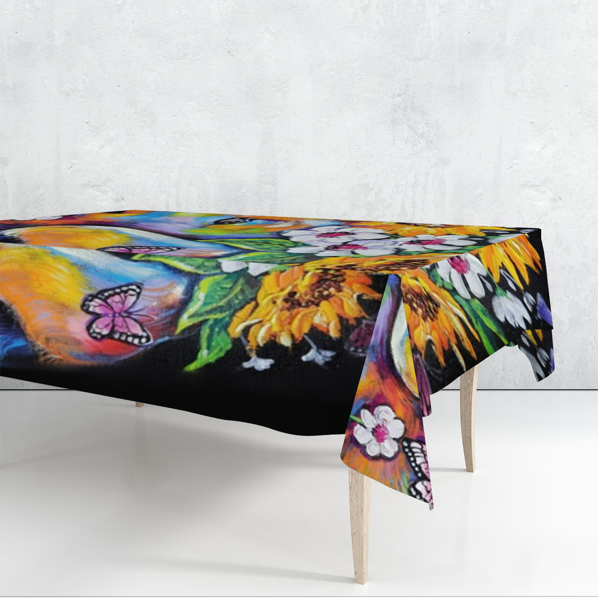 Floral Dog Rectangle Tablecloth_1_2.1