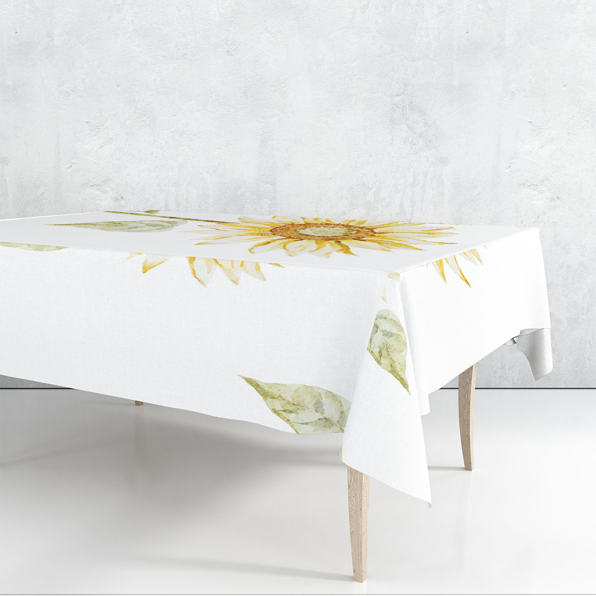 White Beautiful Sunflower Rectangle Tablecloth_1_2.1