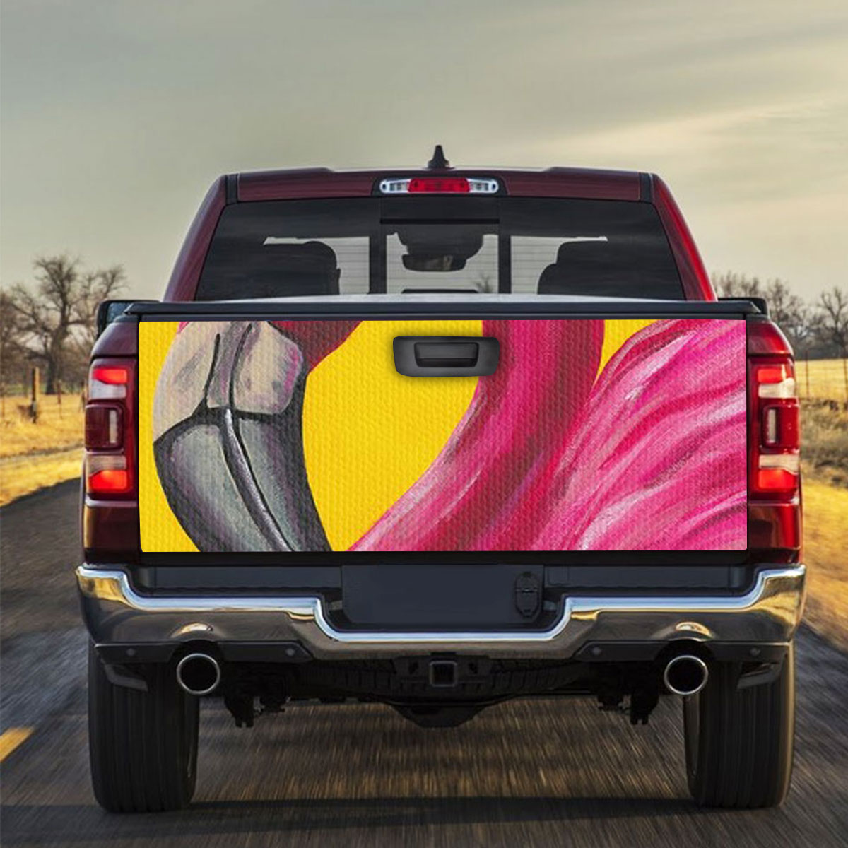 Yellow Flamingo Truck Bed Decal_1_2.1