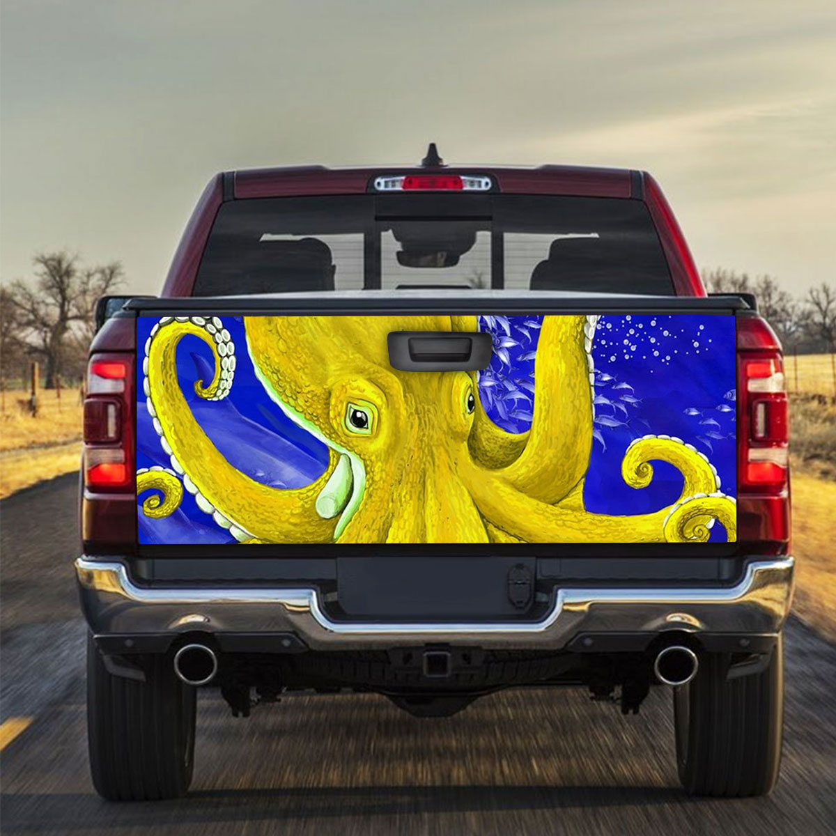 Yellow Octopus Truck Bed Decal_1_2.1