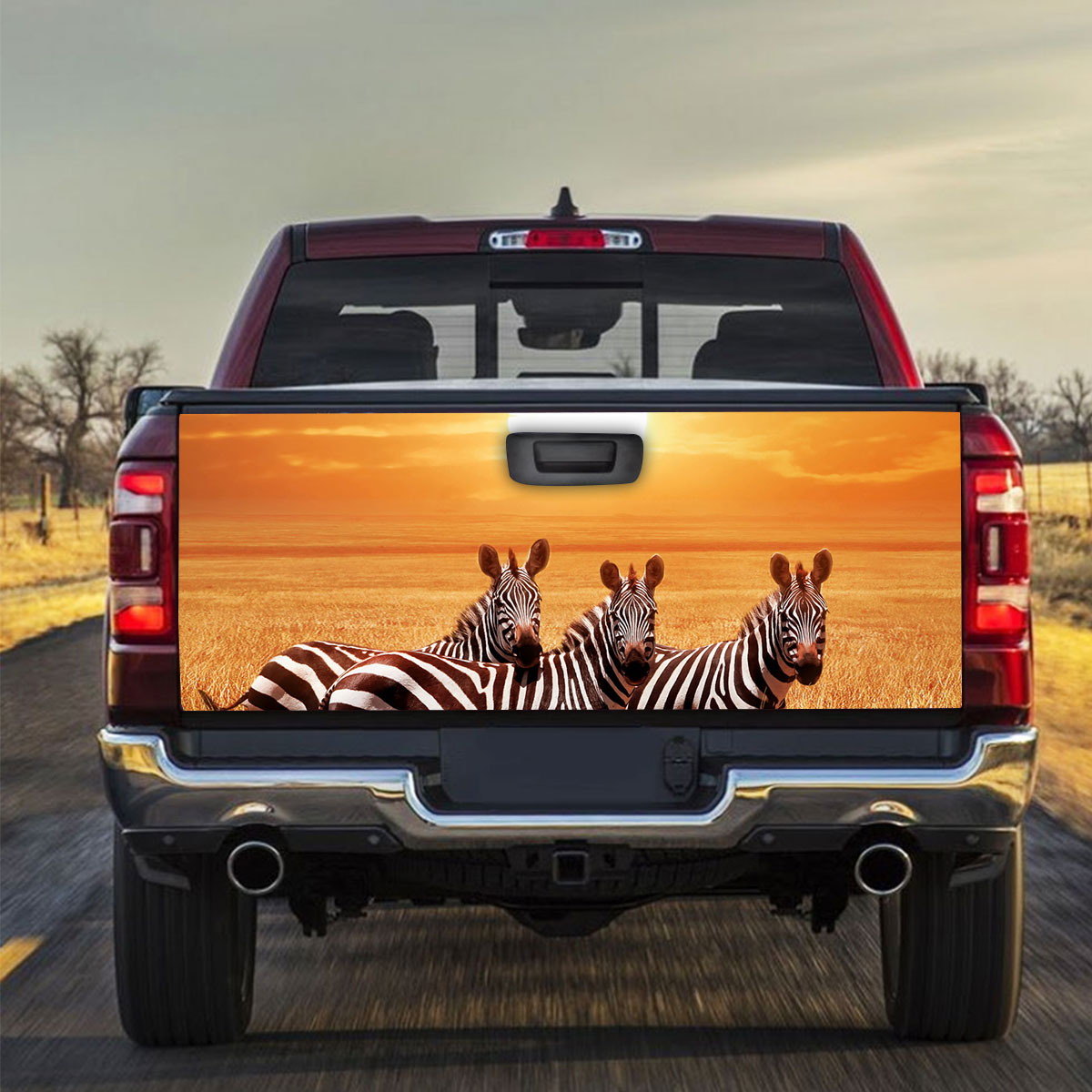 Zebra Under The Sunset Truck Bed Decal_1_2.1