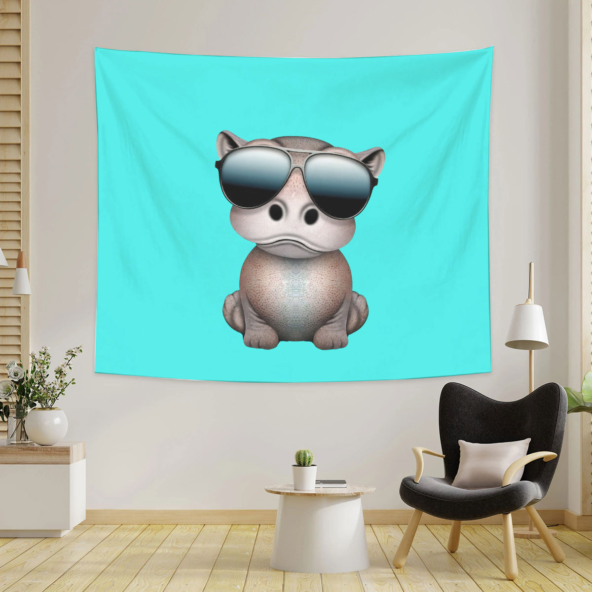 Cute Baby Hippo Tapestry_1_2.1