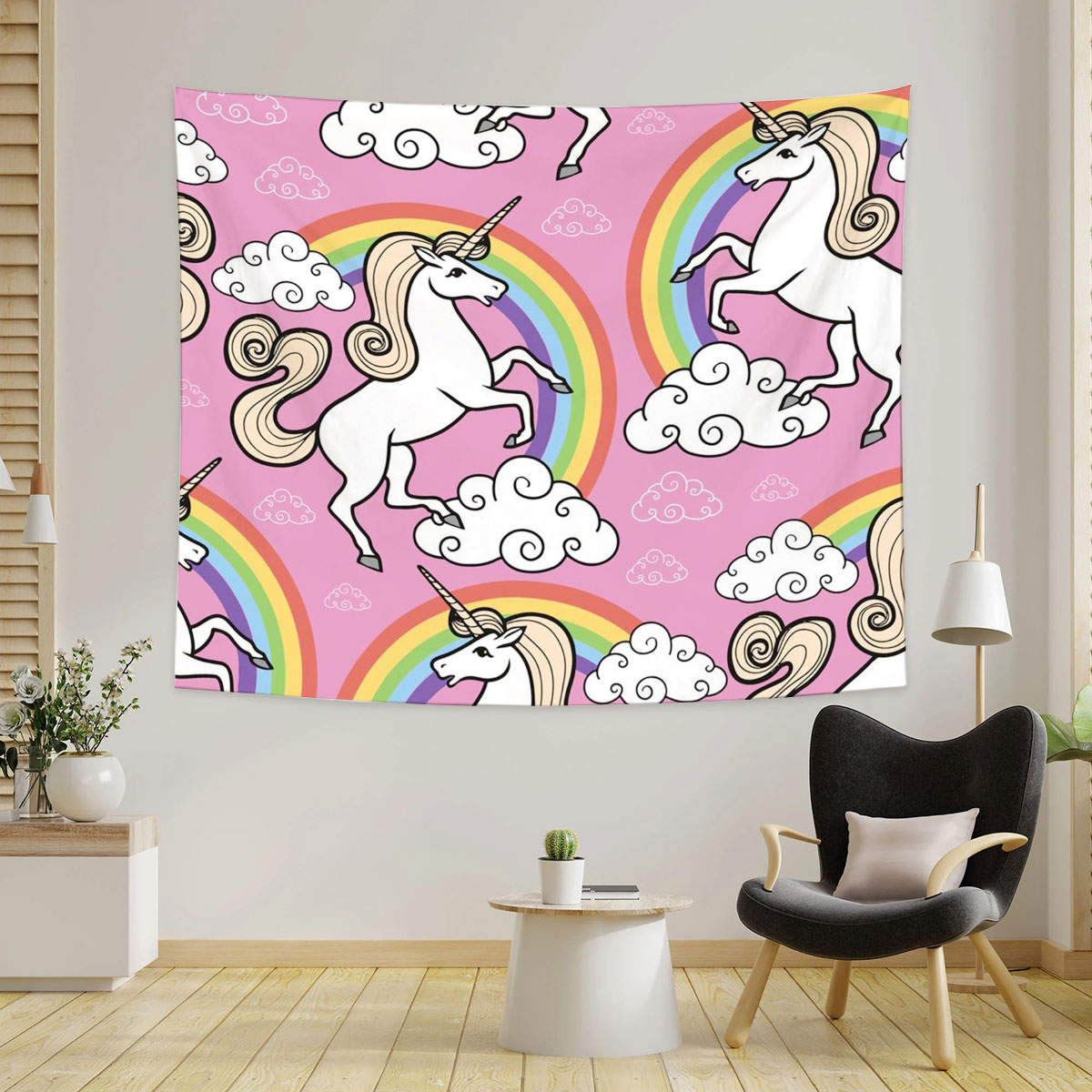 Pink Rainbow Unicorn Tapestry_1_2.1