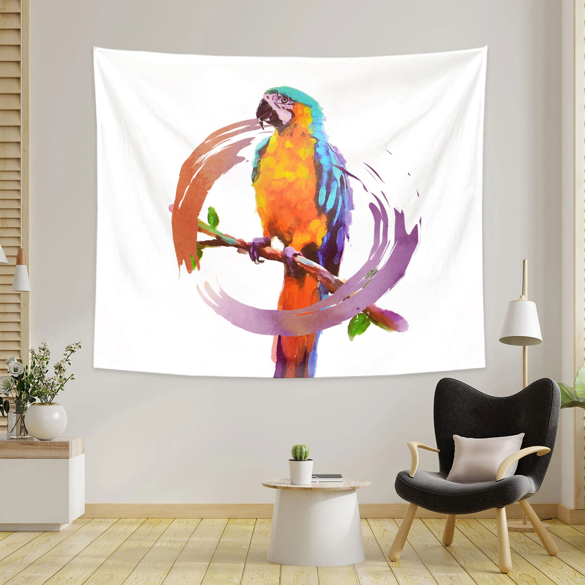 Water Color Parrot Tapestry_1_2.1