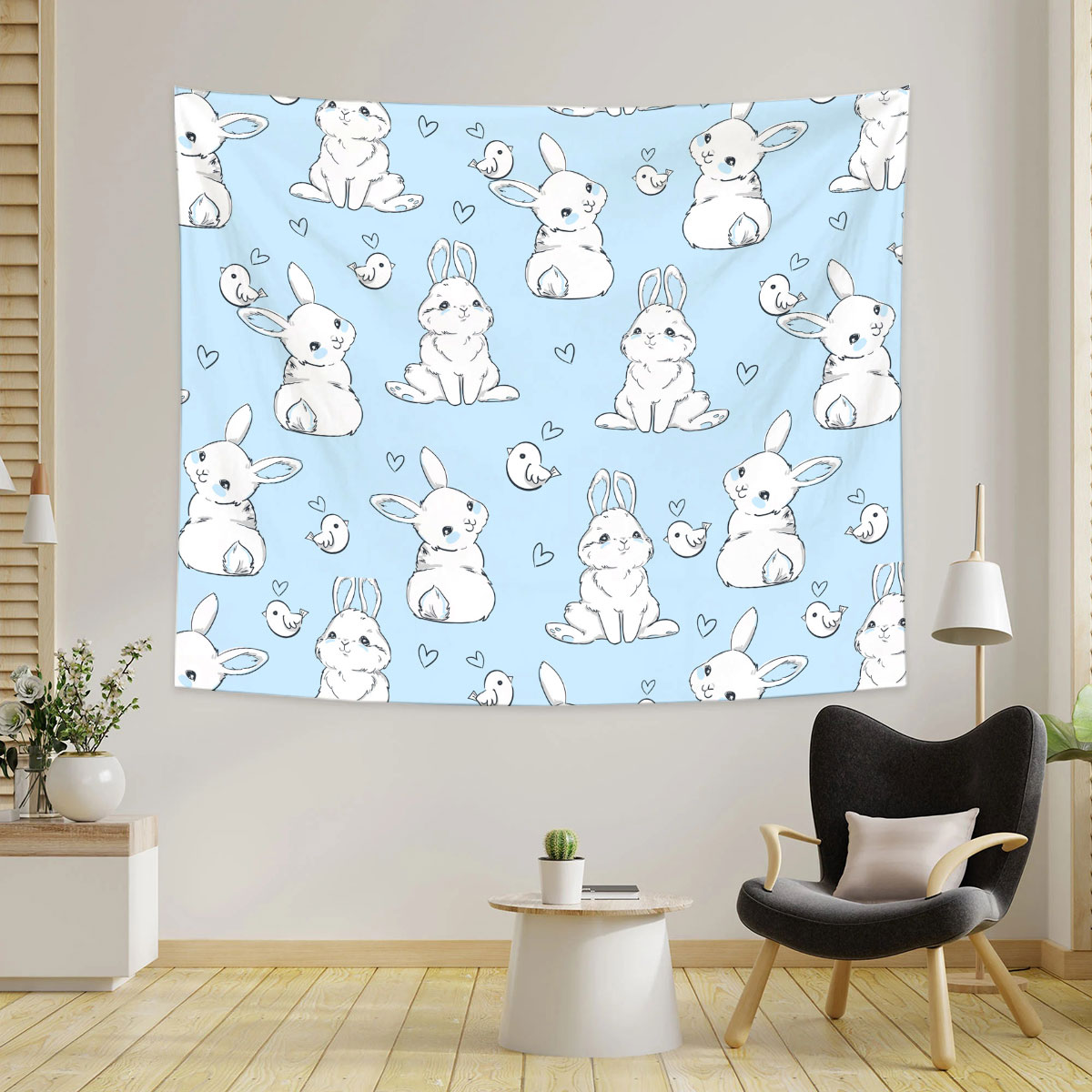 Watercolor Blue Rabbit Tapestry_1_2.1